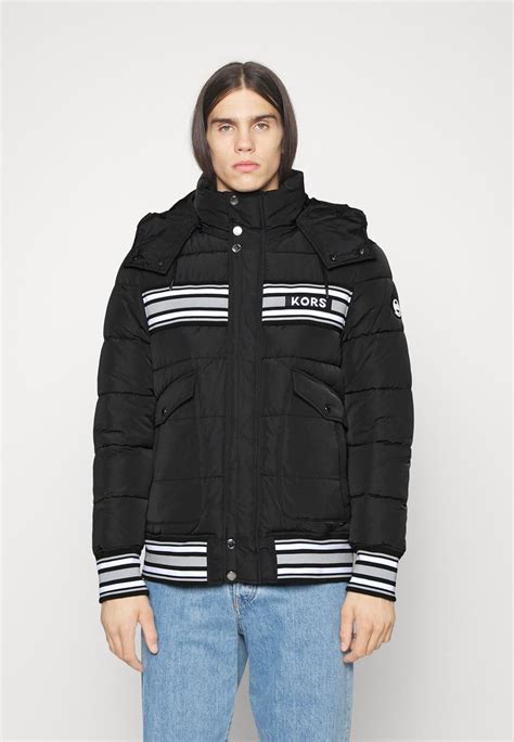 michael kors men's racing stripe puffer jacket|Michael Kors winter puffer coats.